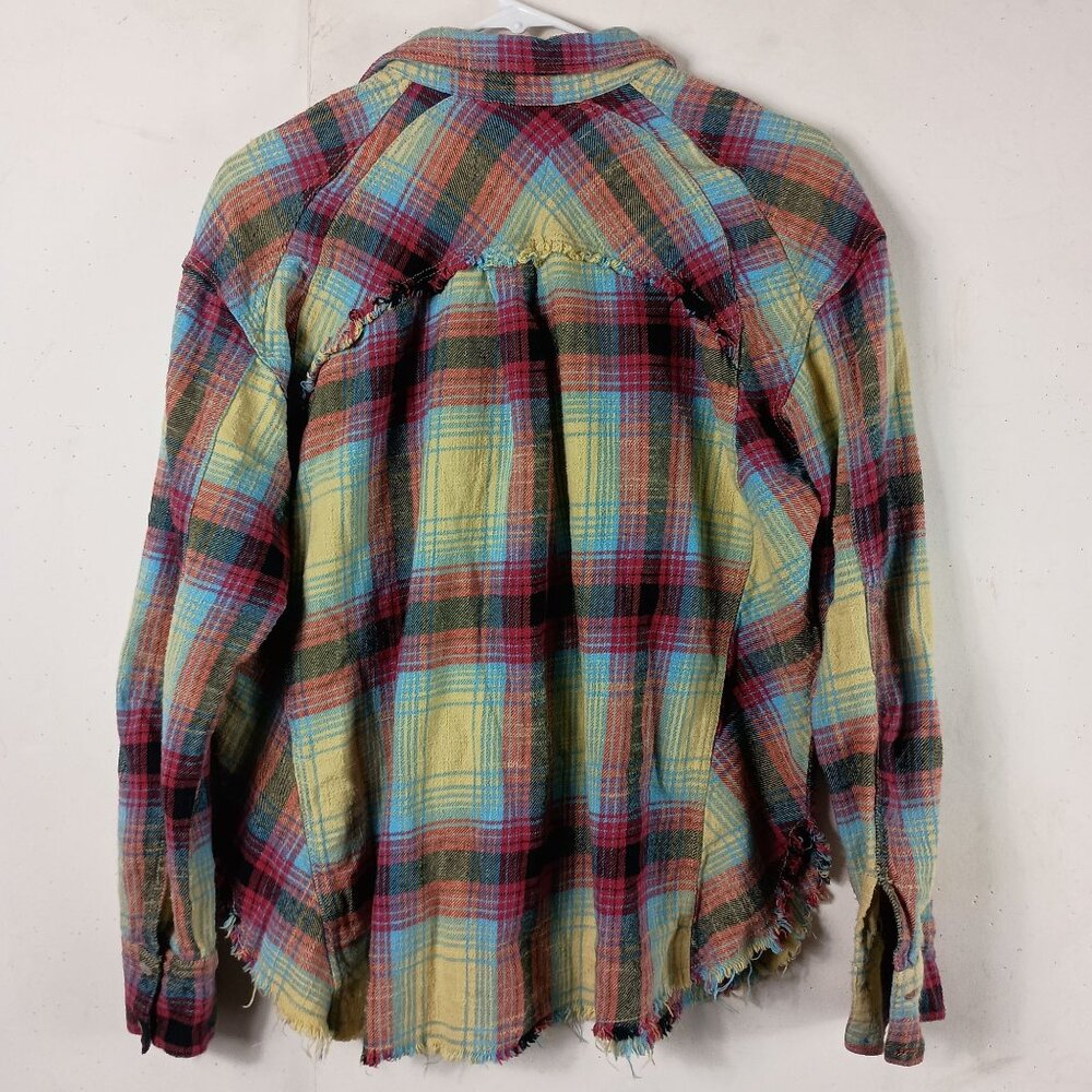 BDG Womens Distressed Plaid Button Down Shirt M Multicolor Indie Grunge 90s - Picture 3 of 9